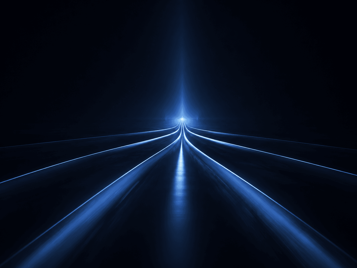 A blue light path converging toward the horizon