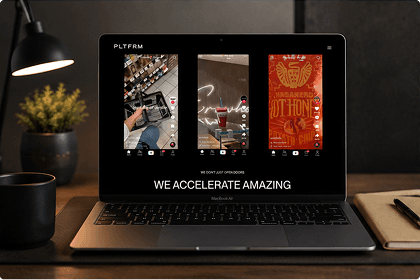 PLTFRM website preview on a laptop