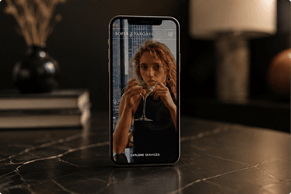 Sofia Vargas website preview on a phone